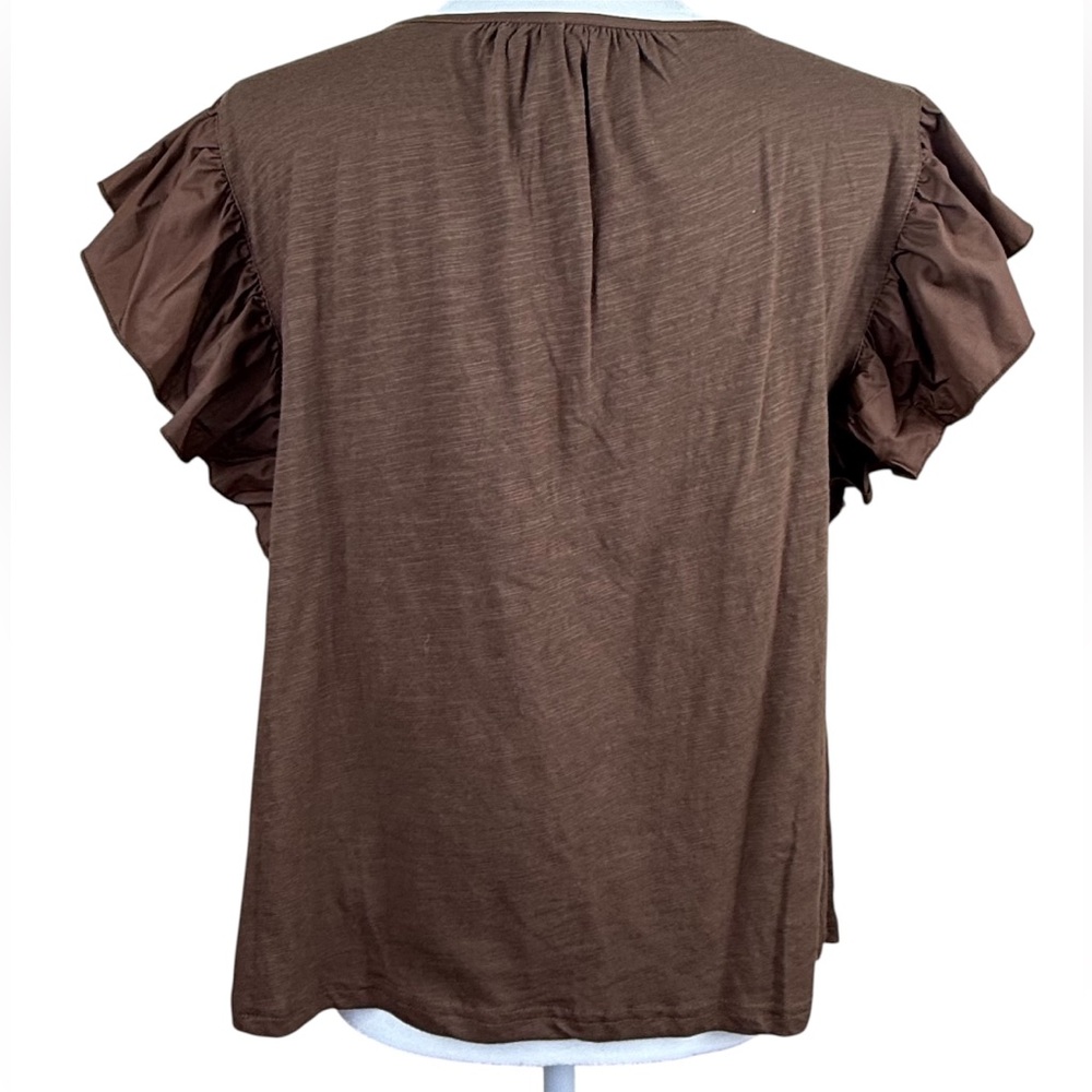 Anthropologie Dolan Brown Boho Peasant Casual Cottagecore Hippie Top Large - Picture 3 of 6